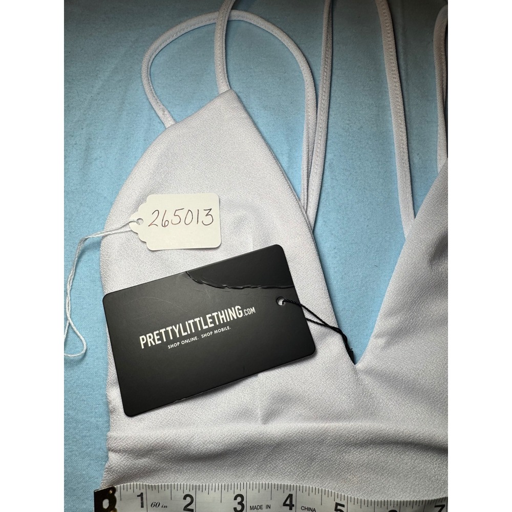 PrettyLittleThing White Fishtail Midi Dress V-Neck Double Strap Bodycon NEW - Picture 4 of 9